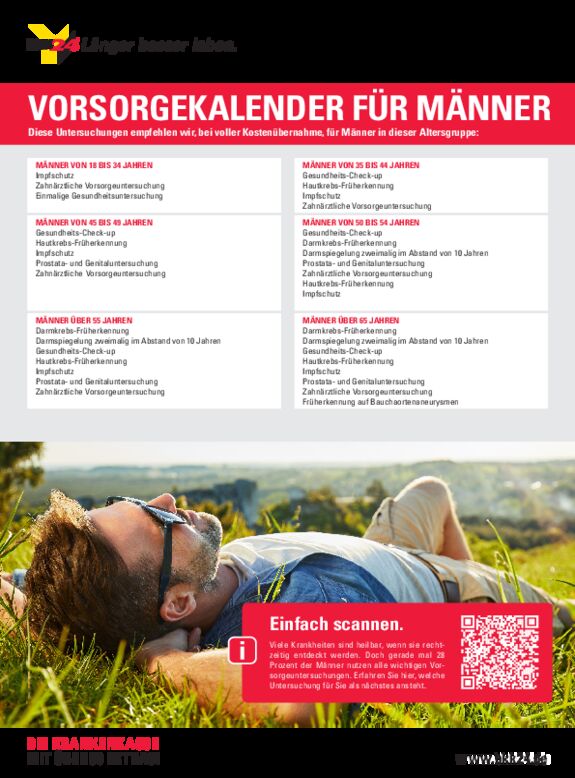 Gesundheitskalender mit Vorsorgetipps für Männer.