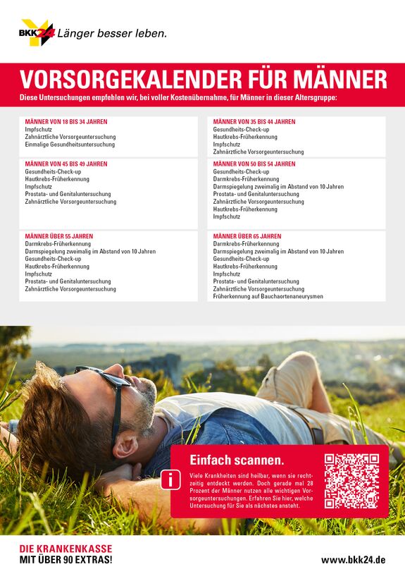 Gesundheitskalender mit Vorsorgetipps für Männer.