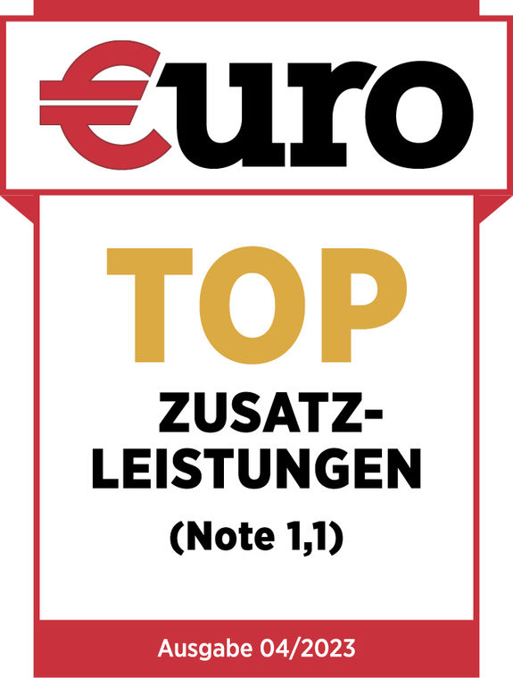 Siegel der Firma Euro für Top Zusatzleistungen mit der Note 1,1
