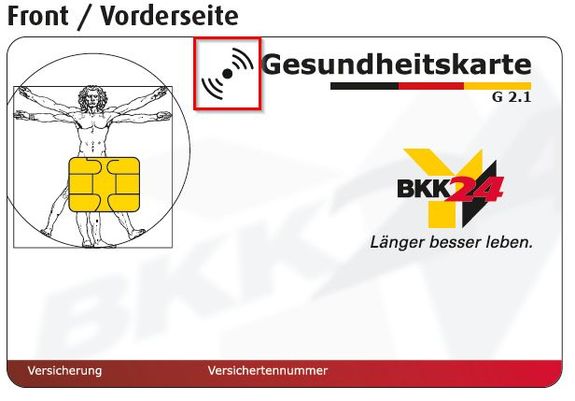 Abbildung einer NFC Gesundheitskarte