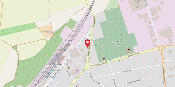 Auf einer Stadtkarte von Alzey ist der BKK24 Standort markiert.