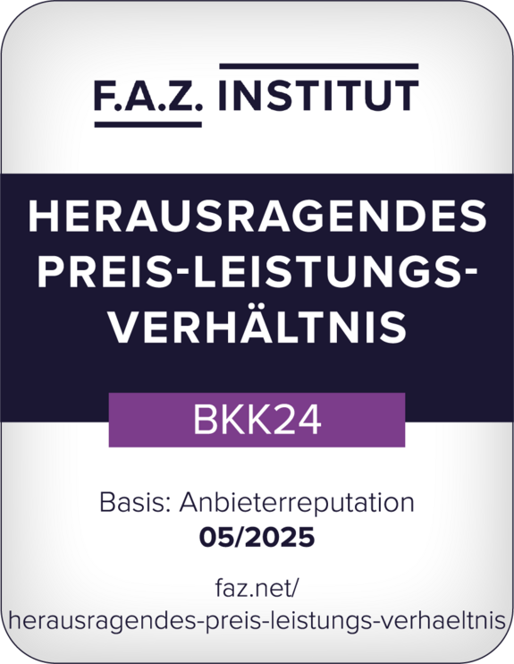 Siegel des F.A.Z.-Instituts für ein herausragendes Preis-Leistungsverhältnis bei der BKK24
