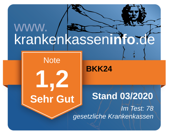 Sehr gute Kassenleistungen. Auszeichnung von krankenkasseninfo.