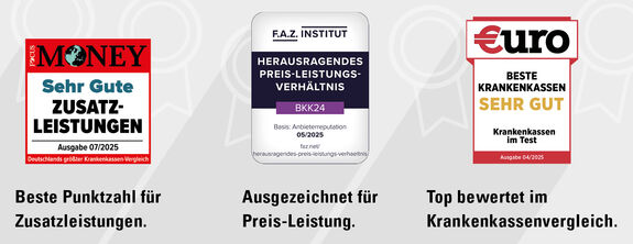 3 Siegel, die die BKK24 als super Krankenkasse empfehlen.