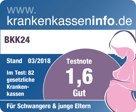 Zu sehen ist ein Siegel der Note 1,6 ausgestellt über die Leistungen für Schwangere