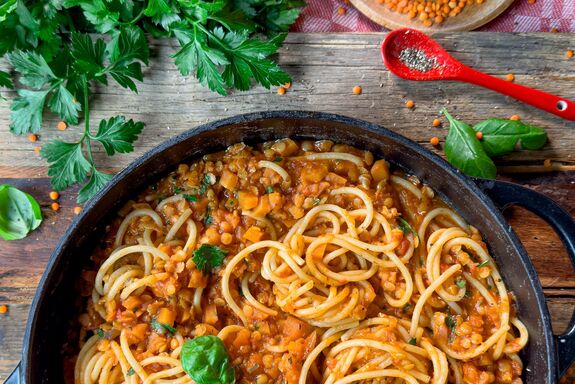 Spaghetti mit Linsenbolognese