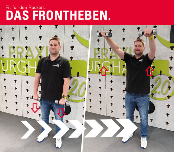 Frontheben. Übung für den Rücken.