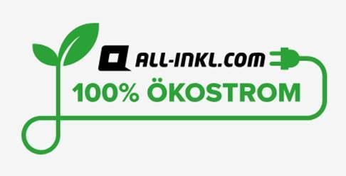 Siegel unseres Hosters All-inkl der 100% Ökostrom bezieht