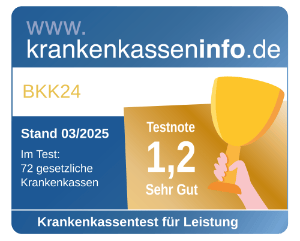 BKK24 wird für sehr gute Leistungen mit der Note 1,2 ausgezeichnet